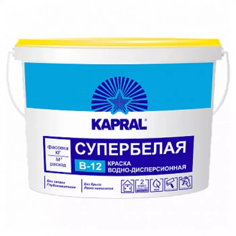 Краска водно-дисперсионная для внутренних работ Kapral В-12, 5 л (7,5 кг)